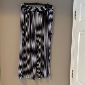Striped Black and White Wide-Leg Pants